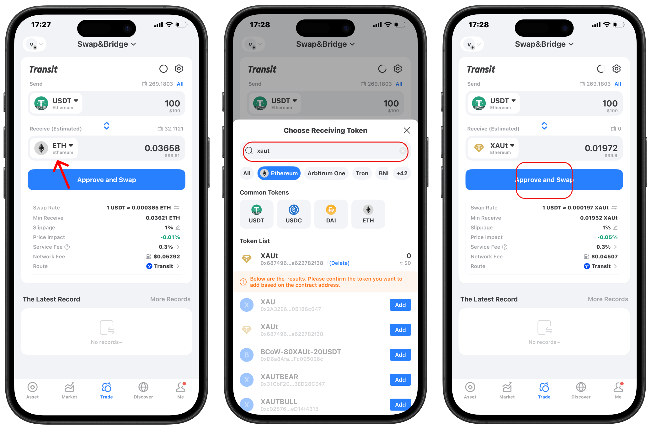 Confirm swap details