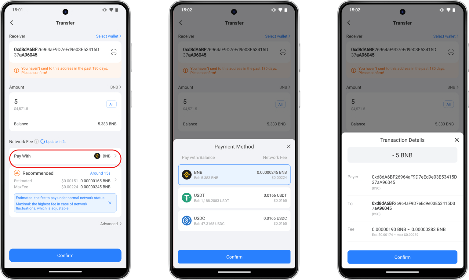 Escolha stablecoin para taxa de rede